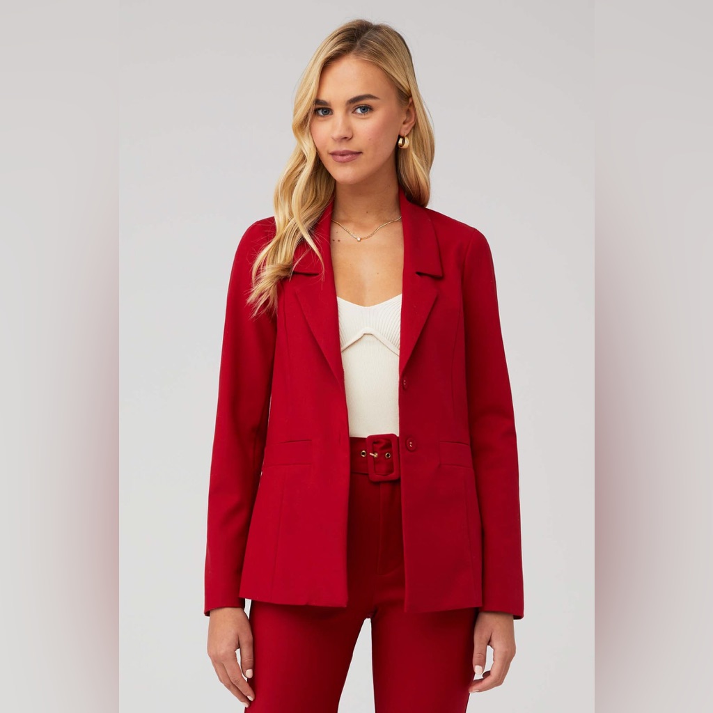 Show Me Your Mumu Major Blazer Red Single Button Tailored Jacket Size M